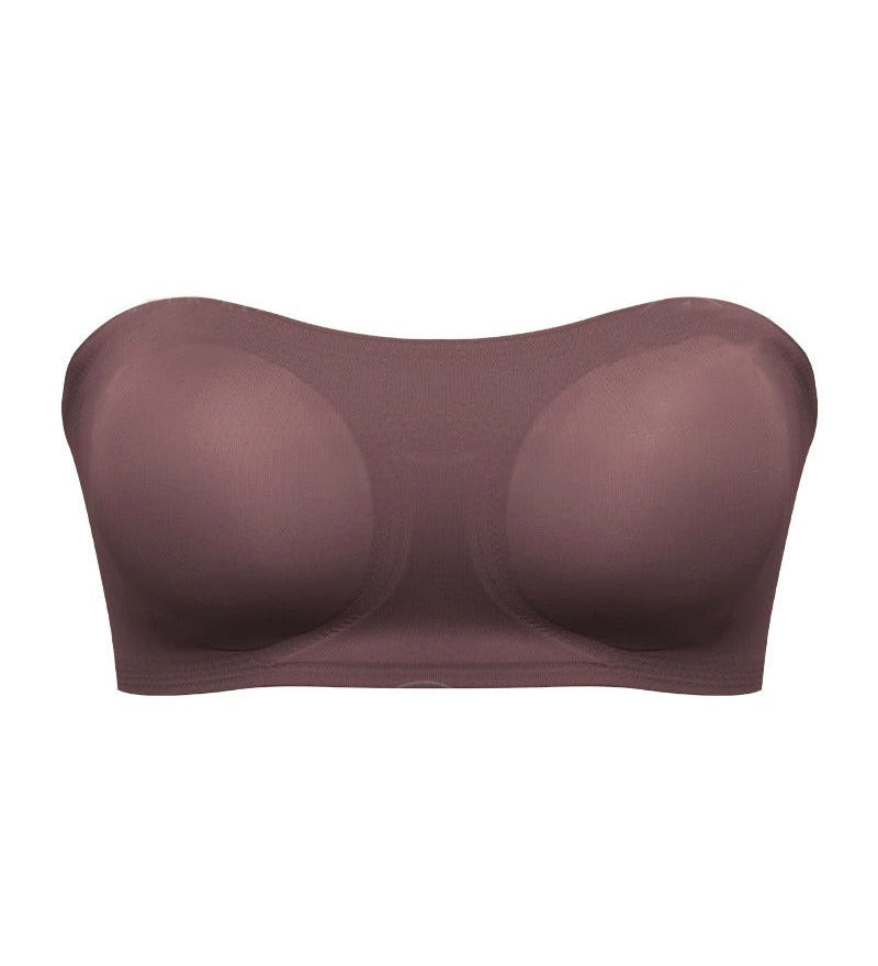 Comfy Push-Up Bandeau Bra Strapless Non-Slip Silicone Cross Side Buckle Bra
