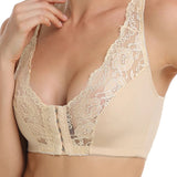 Breathable Lace Front Closure Wire-free Smooth Back Shaping Bra
