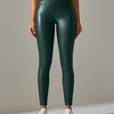 PU leather Pants High Waist Tight Sports Yoga Pants Slim