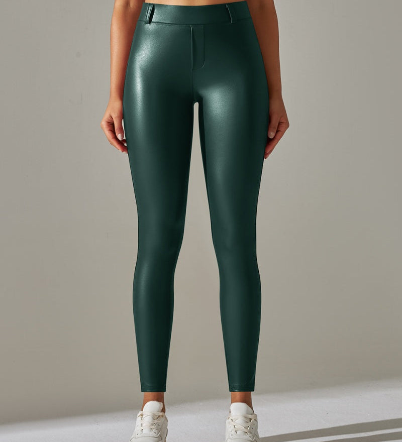PU leather Pants High Waist Tight Sports Yoga Pants Slim