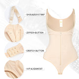 Women's Sexy Tummy Control Open Bust Body Shaper Zipper Plus Size Thong Shapewear