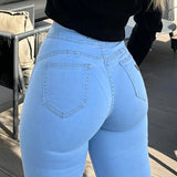 Sorelyne® Women High Waisted Line Flare Jeans Pants