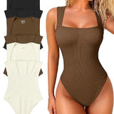 Sorelyne® Square Neck Sleeveless Knit Ribbed Seamless Tummy Control Tank Tops Bodysuit