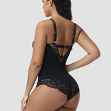 Sorelyne® Front and Back Deep V Lace Trim Shapewear Bodysuit