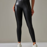 PU leather Pants High Waist Tight Sports Yoga Pants Slim