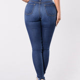 High Waisted Skinny Stretchy Soft Slim Fit Retro Distressed Jeans