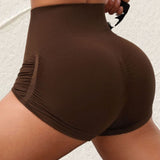 Side Drawstring High Waist Threaded Solid Color Yoga Shorts