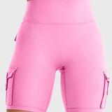 High Waist Butt Lifting Workout Biker Shorts with Multi Cargo Pockets