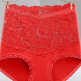 Women's V-shaped High Waist Floral Lace Briefs Sexy Tummy Control Soft Panties