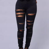 High-waist Stretch Ripped Skinny Jeans