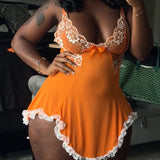 Lace Bowknot Sleeping Dress Thong Set Spaghetti Strap V Neck Lingerie