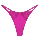 Sexy Lace Hollow Out Elastic Thong Low Rise Flower Decor Bikini Panties