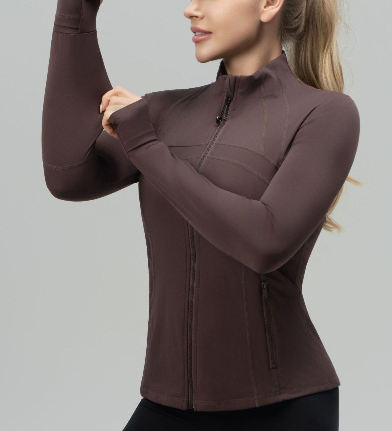 Long Sleeve Cropped Workout Coat Fitted Yoga Jacket