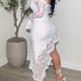 Sexy Lace Patchwork Tube top Long Sleeve Irregular Cut Bodycon Dress