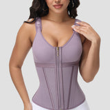 Sorelyne® Women's Boned Latex Zipper Corset Tummy Control Body Shaper Vest With Bra