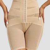 High Waist Stretchy Mesh Shaping Shorts with Adjustable Buckle