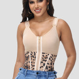 Women's Leopard Print Vest Tummy Control Waist Trainer With Bra