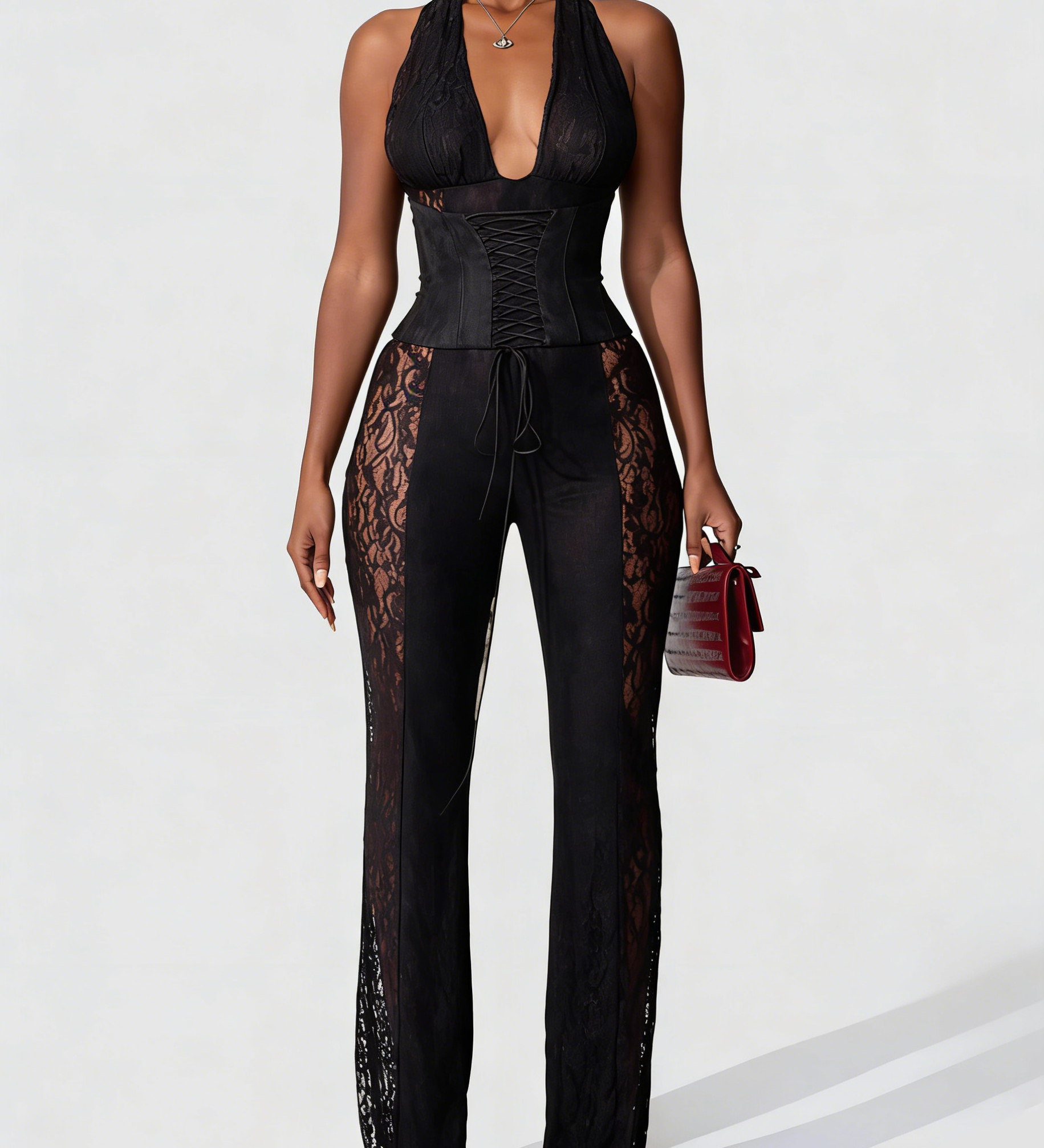 Sexy Lace Corset Jumpsuit