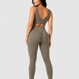 UltraSculpt™ V Neck Tummy Control Butt Lifting Workout Jumpsuit with Pockets