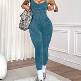 Adjustable Strap Open Back Sculpt Workout Jumpsuit