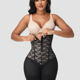 Extra Firm Hourglass Waist Tummy Control Zipper Shapewear with Lace