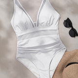 Sexy Deep V Mesh Backless One Piece Shapewear Swimsuit