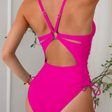 Women's Deep V Sexy Shapewear Swimsuit with Drawstring