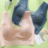 V Neck Lace Thin Anti Exposure Seamless Minimizer Vest Bra