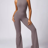 Sleeveless Butt Lifting Flare Jumpsuit