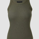 Round Neck Ribbed Tank Top Built In with Bra Padded