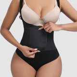Women Low Back Tummy Control Thong Bodysuit Shapewear with Reinforced belt
