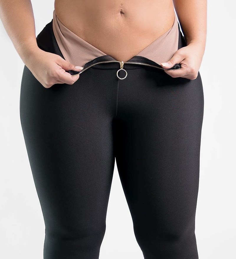 Sorelyne® Black Slim Fit Tummy Control Zipper Butt Lift Leggings