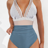 Sexy Deep V Mesh Backless One Piece Shapewear Swimsuit