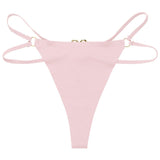 Women's Seamless Thong Low Waist Metal Ring Sexy Temptation Intimates T Pants
