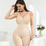 Sorelyne® Beige Seamless Zipper V-neck Full Body Shapers Bodysuits