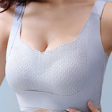 Seamless Fixed Full Cup Bra Ultra-thin Sexy Lace Push Up Wave Trim Bralette