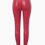 Sexy PU Leather Crotch Zipper Leather Pants for Curvy Women