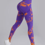 Seamless High Stretchy Tie Dye Scrunch Butt Lifting Wideband Waist Yoga Pants