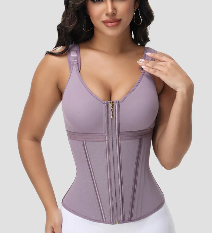 Women's Leopard Print Vest Tummy Control Waist Trainer With Bra