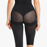 Women's High Waist Lace Trim Sheer Mesh Shapewear Shaping Pants
