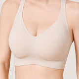 Women's Seamless Low Back Wireless Deep U Shaped Backless Comfort Minimizer Bra