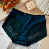 Women's Sexy Seamless Hollow Stripe Mesh Underwear Mid Waist Thong Shaping Briefs