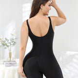 Sorelyne® Black Color Seamless Full Body Shaper Bodysuits with Zipper and V-Neck