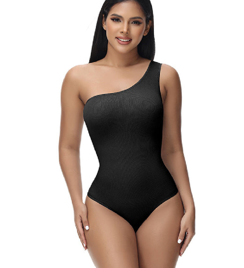 Sorelyne® Sexy Ribbed One Shoulder Sleeveless Tank Top Tight Stretch Bodysuit