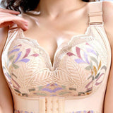 Women Side Support Longline Corset Wire-free Push Up Bra Adjustable Wide Straps