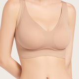 Smooth No Underwire V Neck Bra Seamless Full Coverage Comfort Push Up Bra