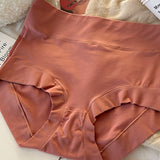 Women's Long Staple Cotton Solid Briefs High Waist Tummy Control Underwear