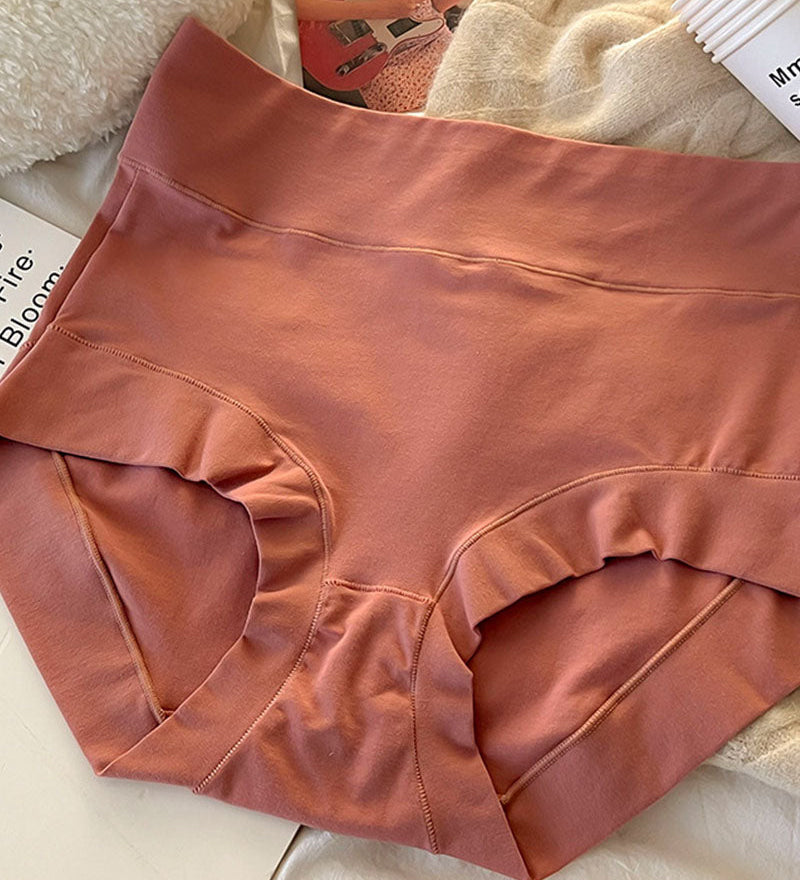 Women's Long Staple Cotton Solid Briefs High Waist Tummy Control Underwear