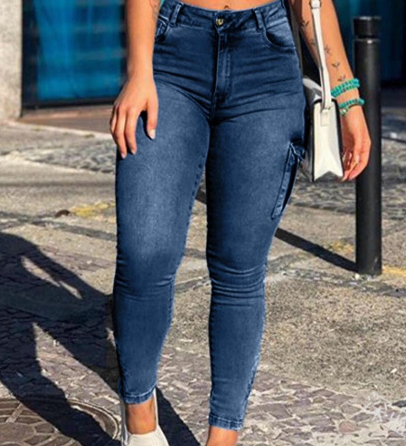 Sexy Old Fashionable Mutil-pocket Cargo Skinny Jeans