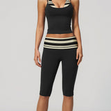 Two Piece Workout Set Halter Cami Crop Top with Capri Leggings